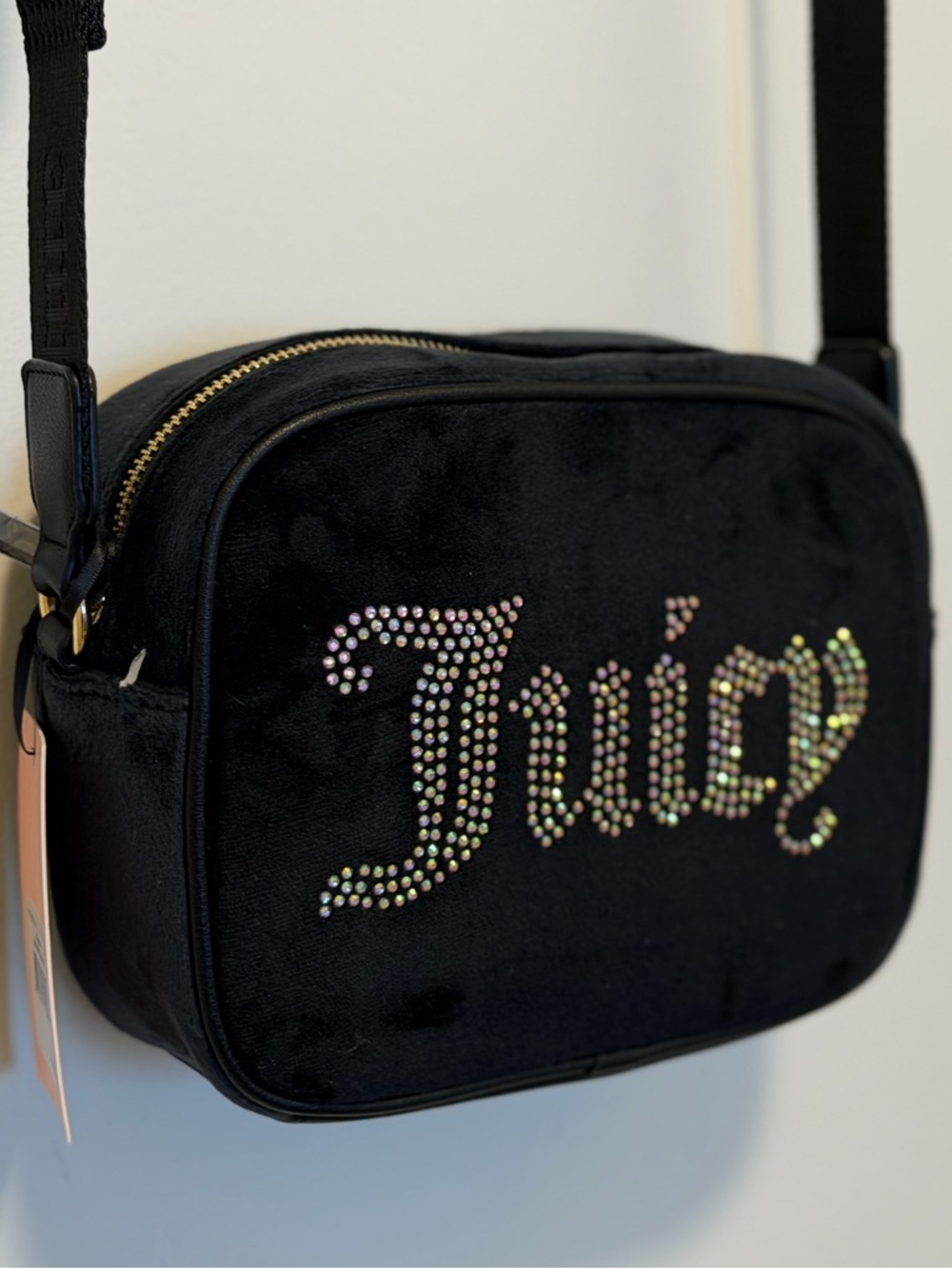 Juicy Couture Obsession Black Crystal Logo Crossbody Bag NWT